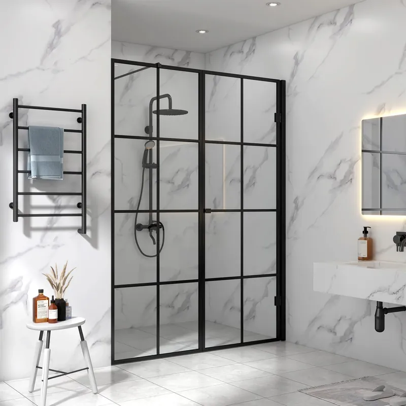 Duschvägg 160x200cm | Svart spröjs | Stilren design - Hus & renovering Kampanjpris
