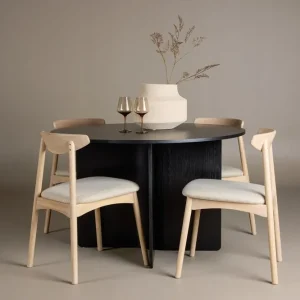 Endast idag Venture Home Rund Matgrupp Tyresö 120 cm rund med 4 Ven Stolar Svart/whitewash - Möbler