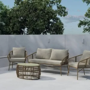 Venture Home Soffgrupp Lipari 2-sits Soffa + 2 Fåtöljer med bord Utomhus Brun - Trädgård & spabad Erbjudandepris
