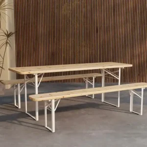 Billigare Venture Home Matgrupp Guiness 200 cm med 2 Bänkar Utomhus Teaklook, beige stomme - Utemöbler