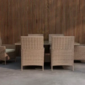 Venture Home Matgrupp Lefkas 150 cm med 6 Stolar Utomhus Brun - Utemöbler Rabatt