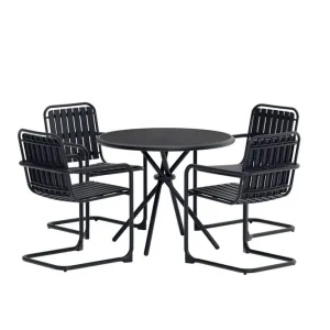 Venture Home Matgrupp Chios 90 cm med 4 Stolar Utomhus Svart - Möbler Fynd