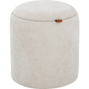 Extra rabatt Serano Puff med trähandtag 40 cm Rund Beige - Möbler