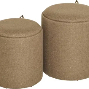 Fri frakt Velmira Puff 2 delar 39 cm Rund Mörkbeige - Möbler