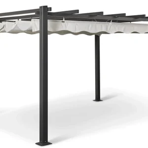risnedsättning Trädgårdsgazebo SUNSET Pergola 3x4 m grå - Utemöbler