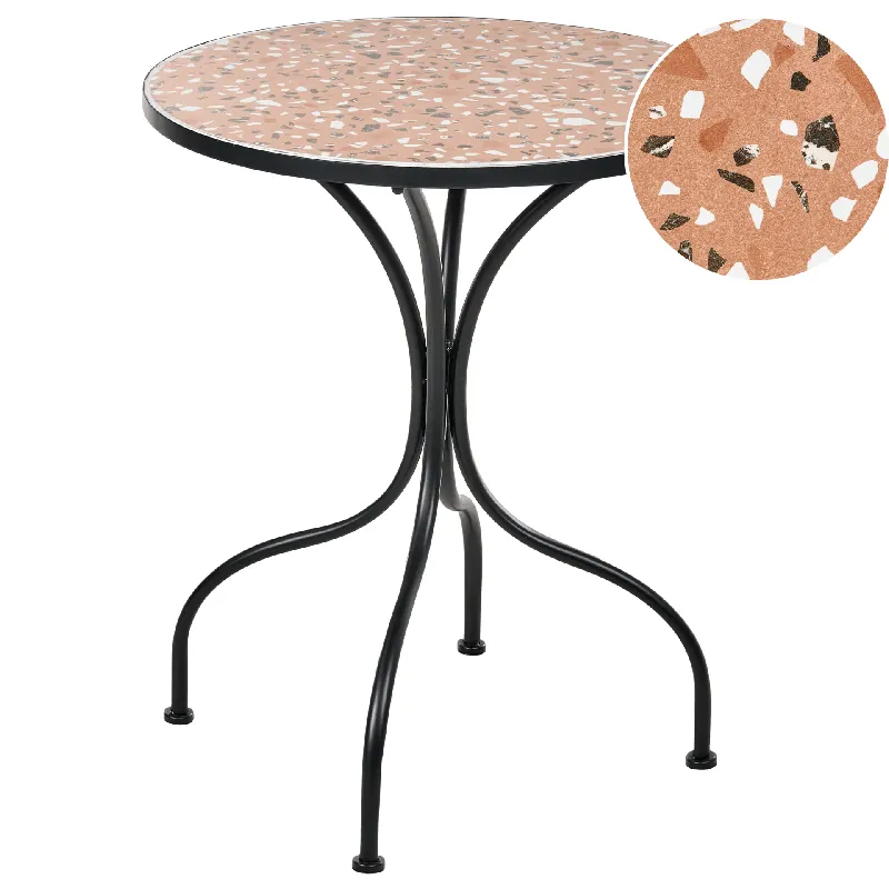 Bistrobord utomhus Adrano 60 cm Terrazzoeffekt Järn Svart/Orange - Utemöbler I lager