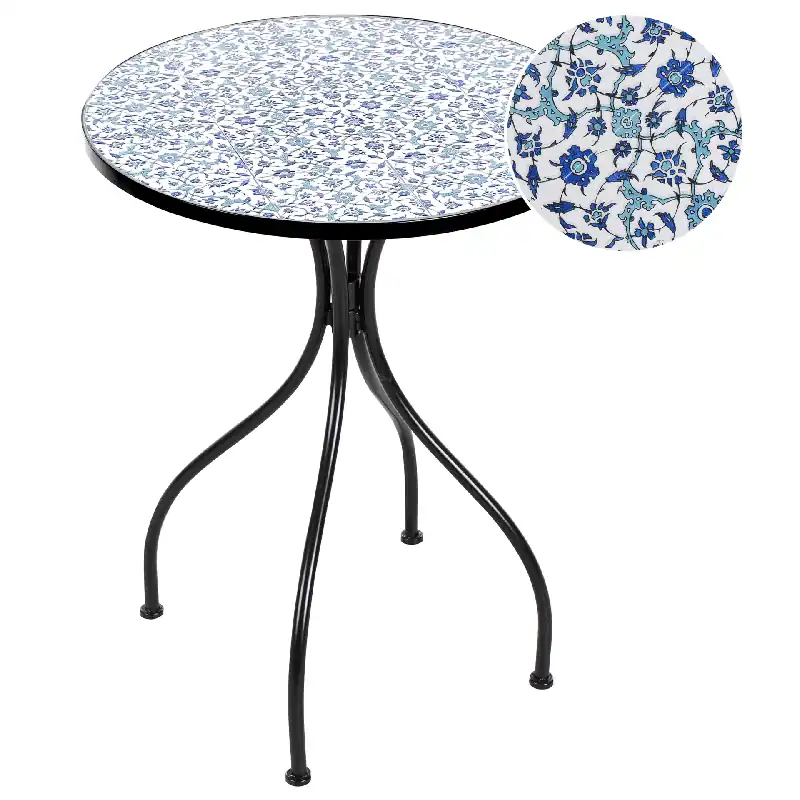 Bistrobord utomhus Chapeco 60 cm Järn Svart/Blå/Vit - Utemöbler Rabatt
