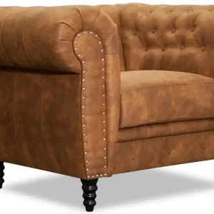 Chesterfield fåtölj - Cognac ecoläder - Möbler Reapris