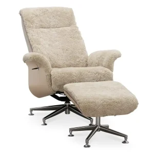 Populärt val Fårskinnsfåtölj med fotpall beige / whitewash - Ulla Beige - Möbler