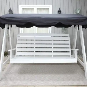 Hammock vit med svart tak vit med svart tak - Utemöbler Billig