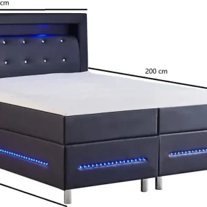 Snabb frakt Kontinentalsäng med LED-belysning 180 cm - New York Svart - Möbler