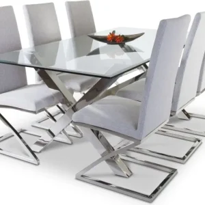 Lågt pris Maine glasbord 200x95 cm - Kromade ben Metall / vit - Möbler