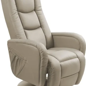 Massagefåtölj i beige PVC med fjärrkontroll Cappuccino - Möbler Fynd