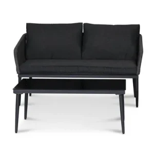 Fynd Molde loungegrupp med bord - Svart/grå rep Svart/Grå - Utemöbler