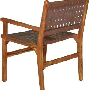 Porto Bello Karmstol Teak / Anilinläder konjaksbrun - Möbler Bästa pris