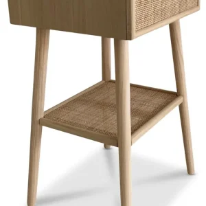 Billig Sängbord i rotting/mässig höjd 70 cm - React Ljus ek / Mässing - Möbler