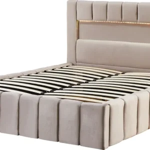 Sängram med led-belysning 180x200 cm Beige - Möbler Trygg betalning