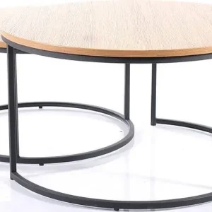 Billig Satsbord ek/svart Ø80/60 cm - Atlanta Ek/svart - Möbler