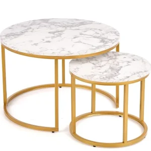 Nyhet Satsbord Ø38/60 cm - Vit marmoreffekt / guld Vit marmor/guld - Möbler
