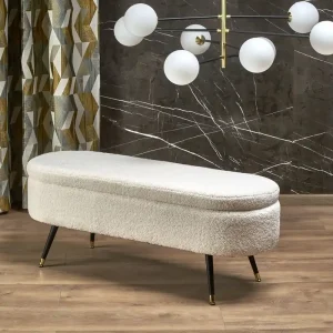 Beställ nu Sittbänk med förvaring offwhite 120 cm bred Offwhite/svart - Möbler