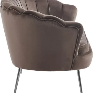 Soffa 2-sits brun sammet med kromade ben Brun - Möbler Billig