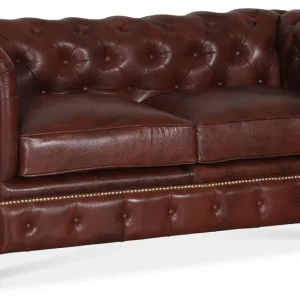 Soffa 2-sits Chesterfield i äkta läder Brun - Möbler Beställ idag