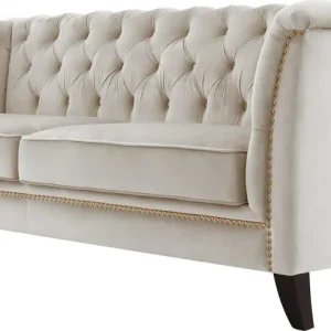 Soffa 3-sits Chesterfield beige - Milton Beige sammet - Möbler Kundfavorit