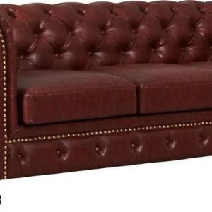 Expressleverans Soffa chesterfield 3-sits i brun PU - Charles Brun/svart - Möbler