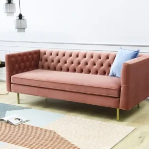 Sista chansen Toto 3-sits rosa soffa med guldiga ben Rosa - Möbler