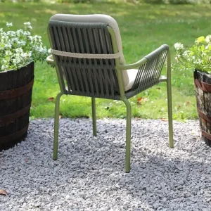 Utestol stapelbar grön med beige dyna - Lincoln Grön och beige - Utemöbler Köp online