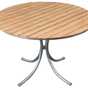Teakbord Ø110 cm - Möllan Teak / Galvaniserat stål - Utemöbler Beställ idag