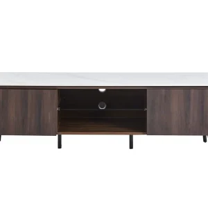 Billig Salvador tv-bänk med förvaring 160 cm lång - Marmor / mörkbrun marmor/mörkbrun - Möbler