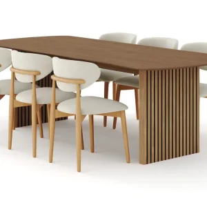 Nyhet Bark Richeto Matgrupp 240 cm Ek med 6 Molly Matstolar Ek/Beige - Möbler