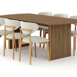 Outlet Bark Richeto Matgrupp 210 cm Ek med 6 Molly Matstolar Ek/Beige - Möbler