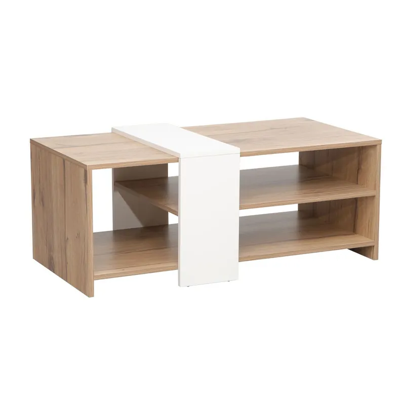 Begränsat erbjudande Soffbord Hannes 100x53x41,5 cm Ljust rustikt trä / vit - Möbler