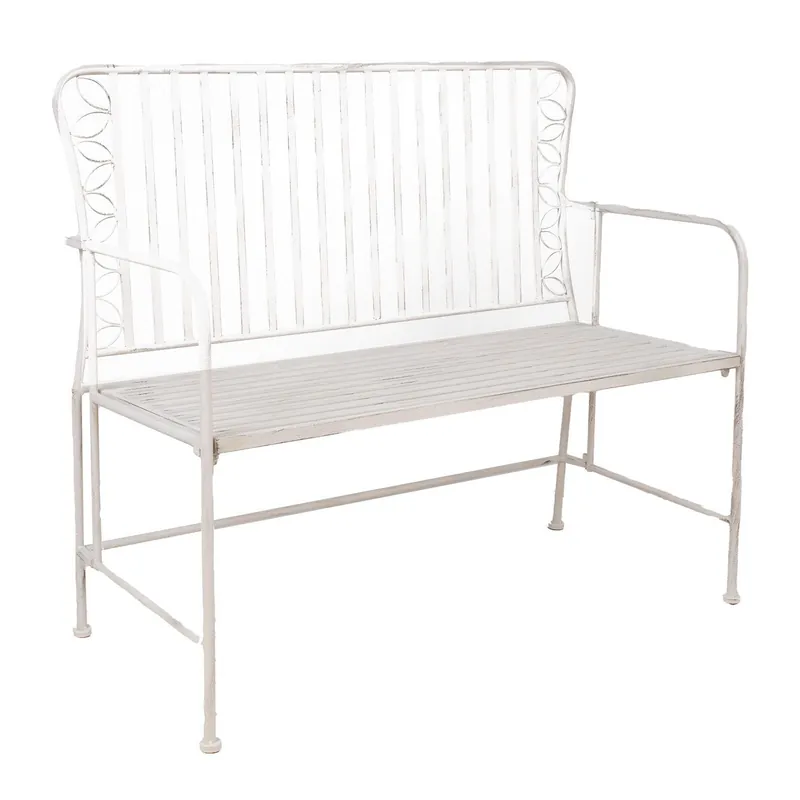 Begränsat antal Bänk Jasmine 103x50x93 cm metall antikvit - Utemöbler