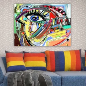 Canvastavla 70x100 cm - Abstrakt tolkning av ett ansikte med fokus på ögat - Inredning & dekor Fynd