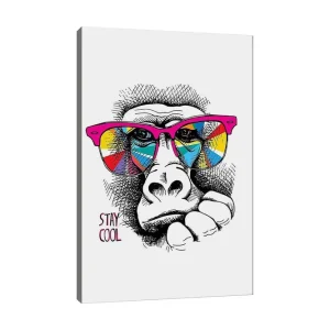 Canvastavla 70x100 cm - Cool gorilla med färgglada solglasögon som uttrycker en avslappnad attityd - Inredning & dekor Erbjudandepris