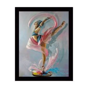 Billig Inramad Canvastavla i trä - 41x56 cm - Elegant balettdansös i en dynamisk pose - Inredning & dekor