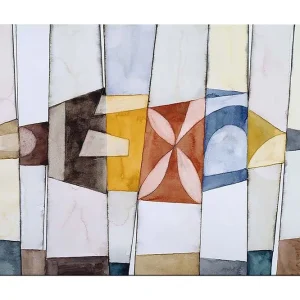 Canvastavla 70x100 cm - Abstrakt komposition med geometriska former i varma och kalla färger - Inredning & dekor Sänkt pris