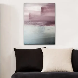 Billig Canvastavla 70x100 cm - Abstrakt landskap med mjuka färgövergångar i rosa och blå nyanser - Inredning & dekor
