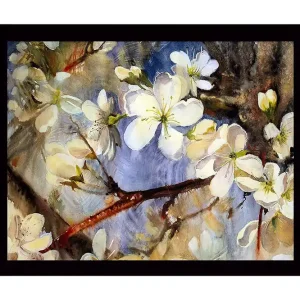 Beställ nu Inramad Canvastavla i trä - 41x56 cm - Blommande körsbärsgrenar i mjuka pastellfärger - Inredning & dekor