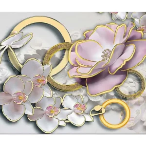 Sista chansen Canvastavla 70x100 cm - Vacker komposition av blommor och ringar i en elegant design - Inredning & dekor