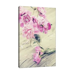 Canvastavla 70x100 cm - Bukett med rosa pioner i en glasvas - Inredning & dekor Outlet