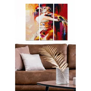 Canvastavla i trä 3-delar 50x70 cm - Färgstark abstrakt komposition av en kvinna som dansar - Inredning & dekor Erbjudande