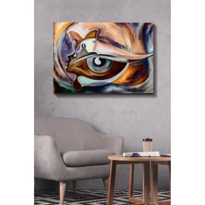 Snabb frakt Canvastavla 70x100 cm - Abstrakt tolkning av ett öga med inslag av en fjäril och en ansiktsprofil - Inredning & dekor