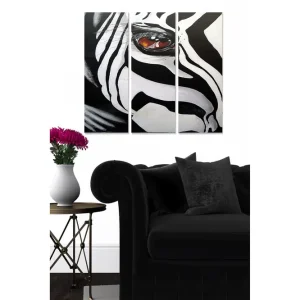 Canvastavla i trä 3-delar 50x70 cm - Zebra med framträdande öga - Inredning & dekor Beställ nu