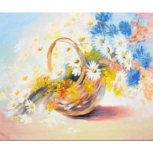 Canvastavla 70x100 cm - Korg fylld med färgglada blommor - Inredning & dekor Expressleverans