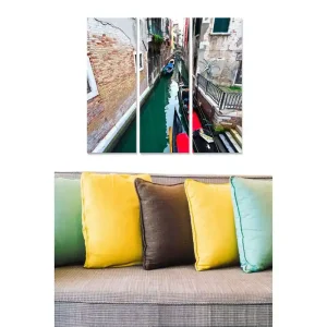 Canvastavla i trä 3-delar 50x70 cm - Vacker kanal med gondoler och historiska byggnader i Venedig - Inredning & dekor Säker betalning