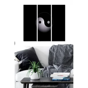 Canvastavla i trä 3-delar 50x70 cm - Yin och Yang-symbol i minimalistisk stil - Inredning & dekor I lager
